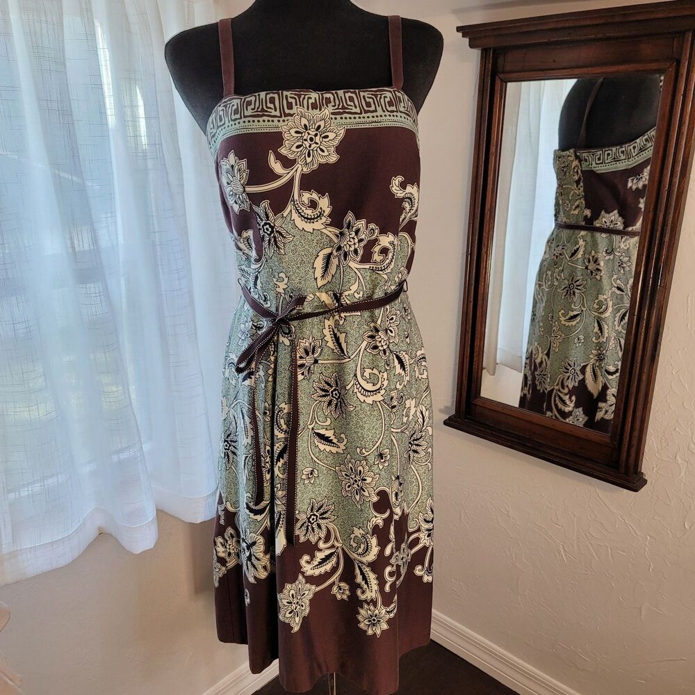 Madison Leigh Sun Dress Floral Cotton Stretch Fit Flare Size 12